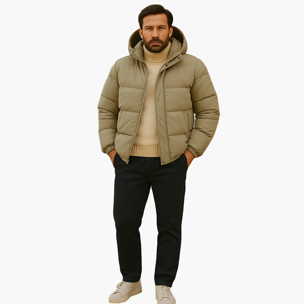 Effortless Men's Puffer Jacket, Hooded, Relaxed Fit 8