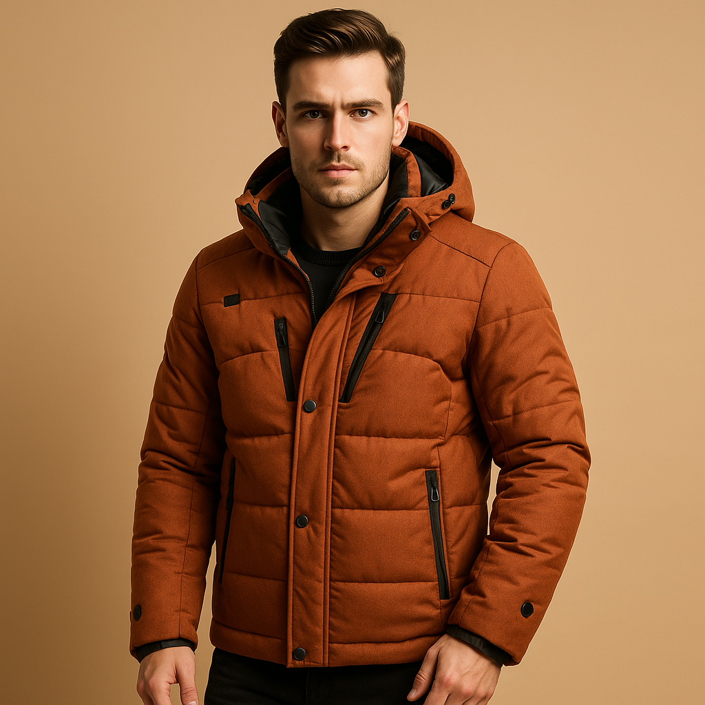 Effortless Men's Puffer Jacket with Hooded Design 0