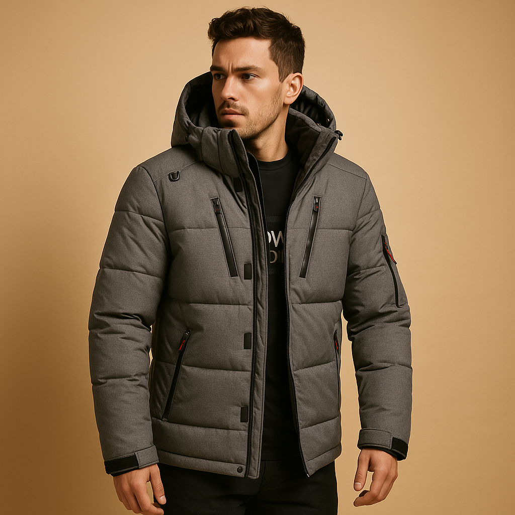 Effortless Men's Puffer Jacket with Hooded Design 1