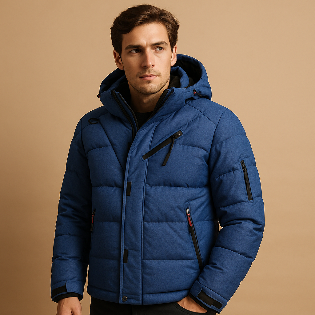 Effortless Men's Puffer Jacket with Hooded Design 2