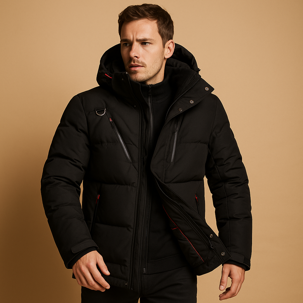 Effortless Men's Puffer Jacket with Hooded Design 4
