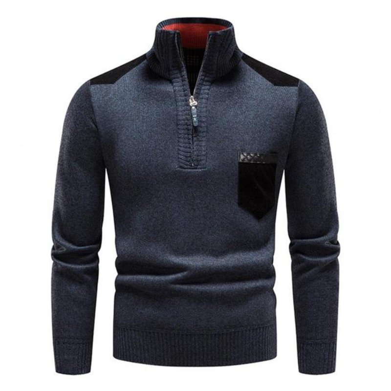Effortless Men's Sweater Slim Fit Zip Pocket 0