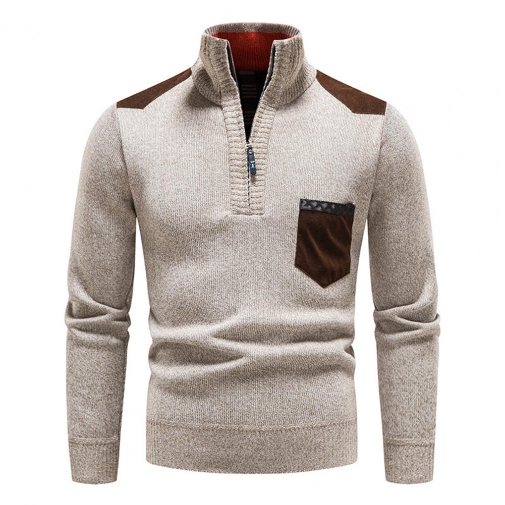 Effortless Men's Sweater Slim Fit Zip Pocket 2