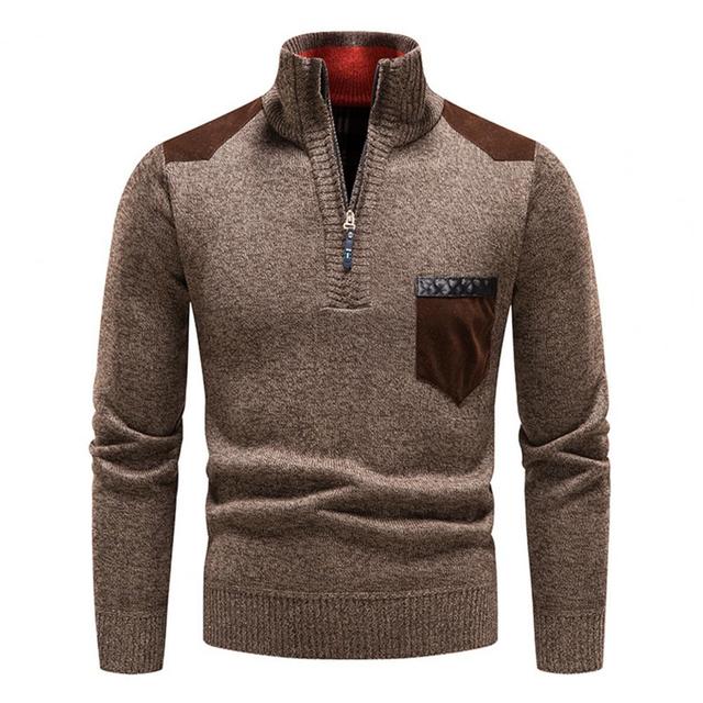 Effortless Men's Sweater Slim Fit Zip Pocket 4