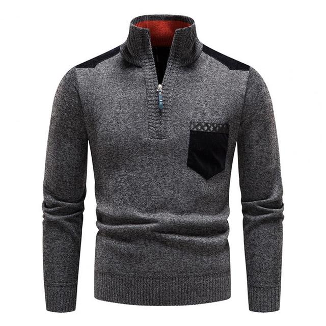 Effortless Men's Sweater Slim Fit Zip Pocket 5
