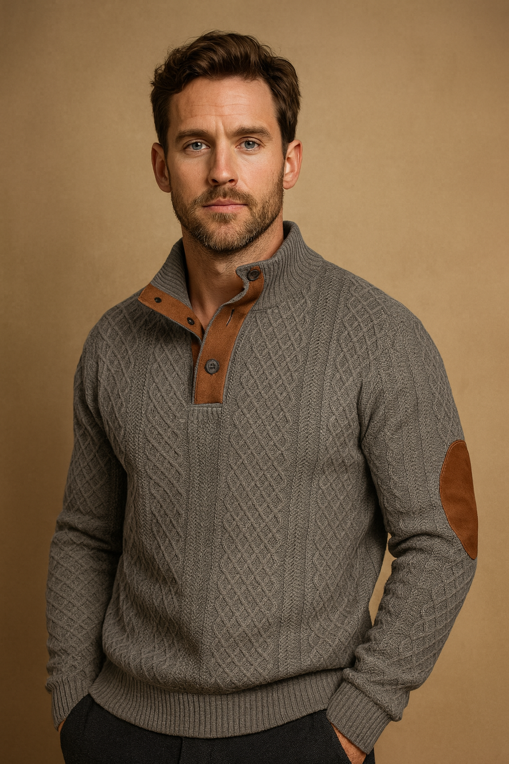 Effortless Men's Sweater With Jacquard Design 2