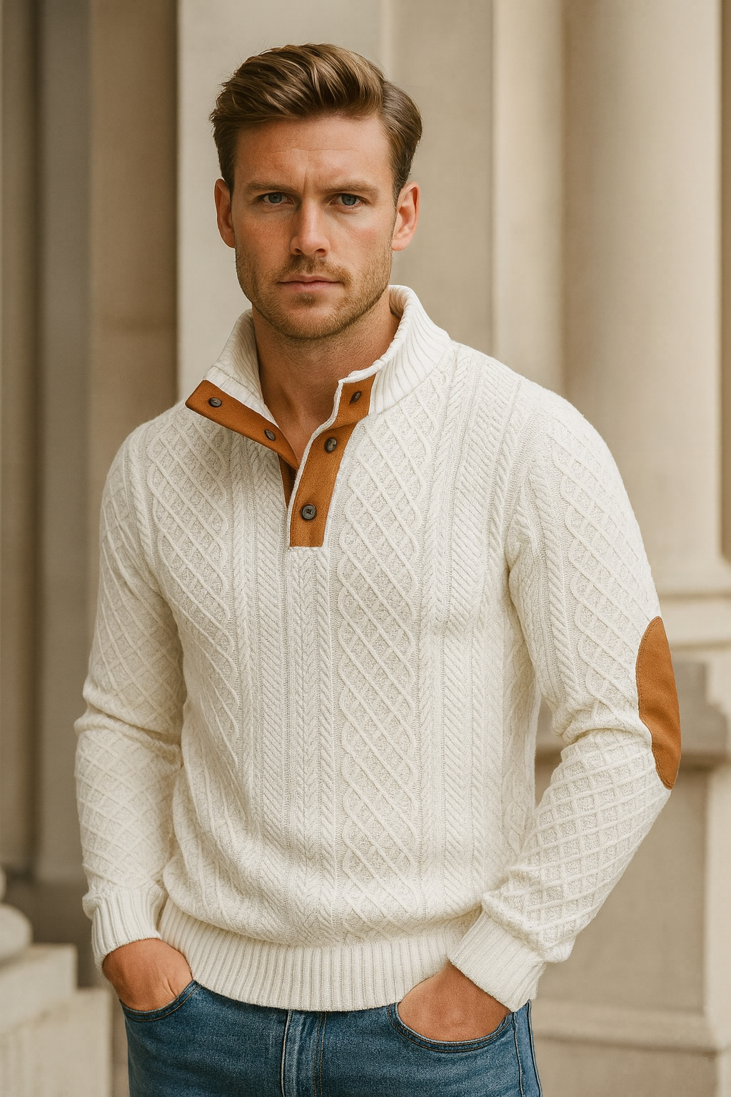 Effortless Men's Sweater With Jacquard Design 3
