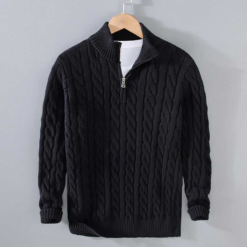 Effortless Men's Sweater With Zip Neck Design 0