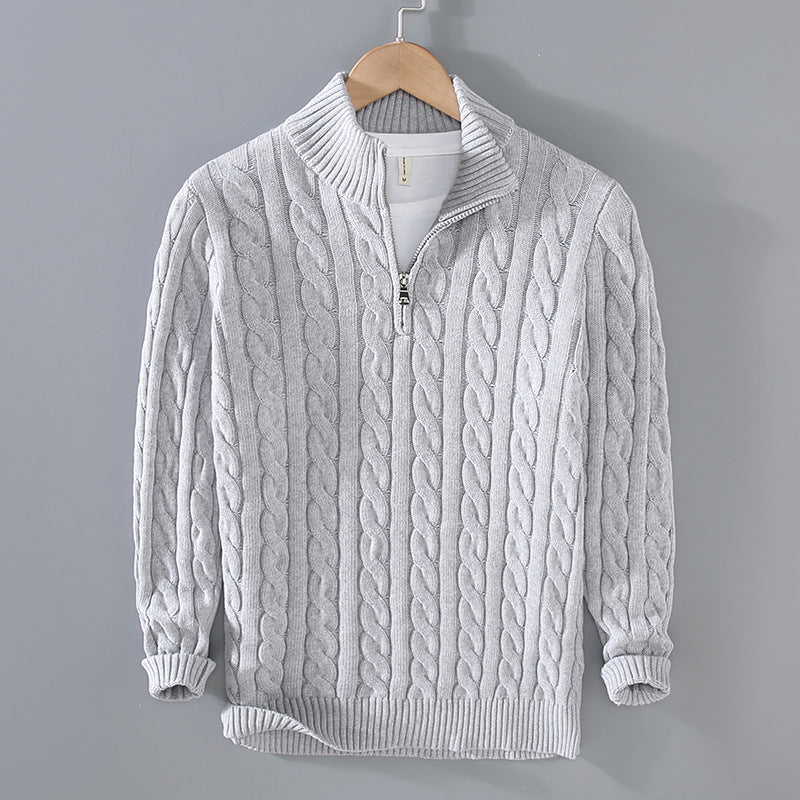 Effortless Men's Sweater With Zip Neck Design 1