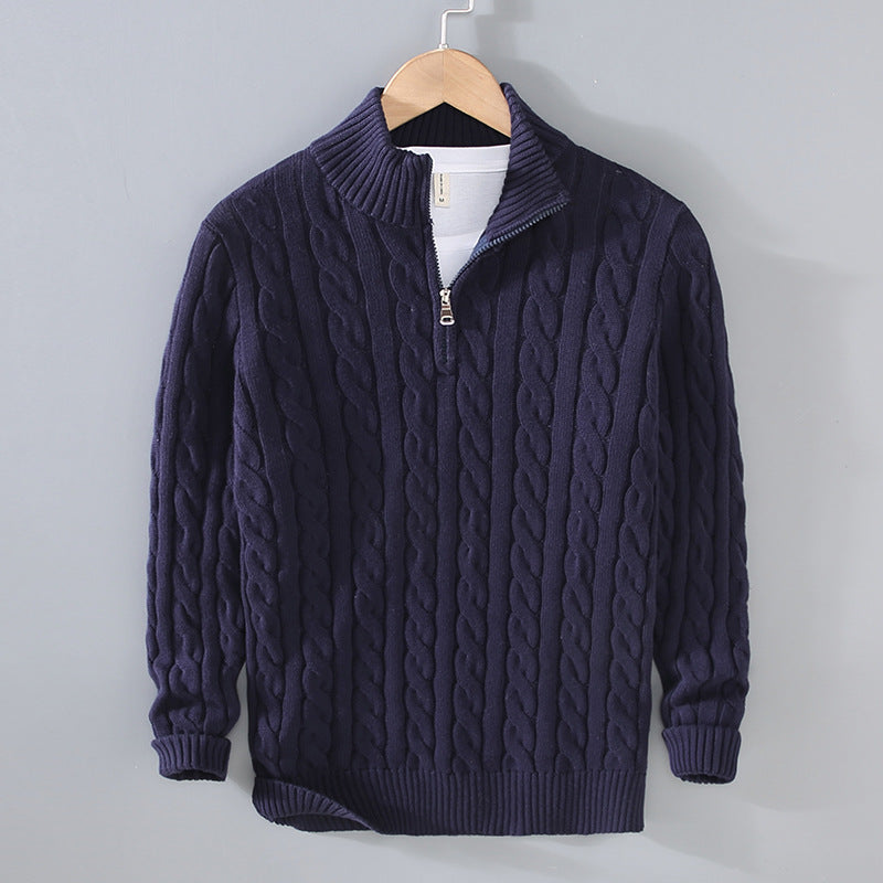 Effortless Men's Sweater With Zip Neck Design 2