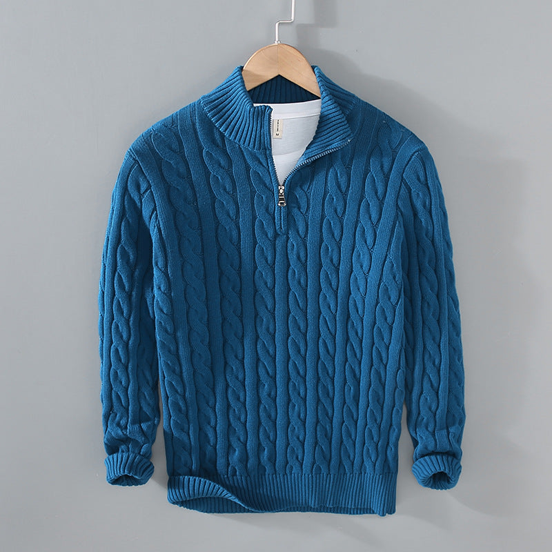 Effortless Men's Sweater With Zip Neck Design 3