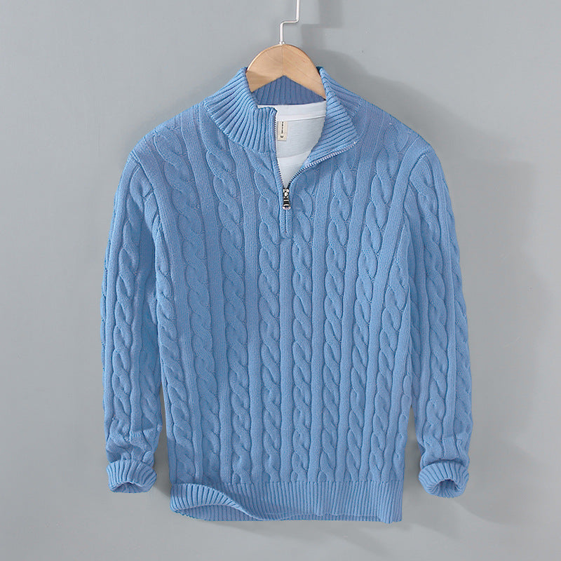 Effortless Men's Sweater With Zip Neck Design 4