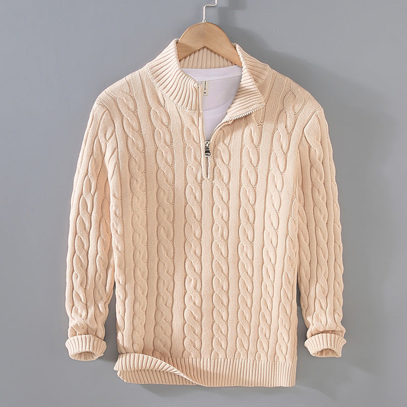 Effortless Men's Sweater With Zip Neck Design 5