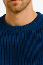Effortless Men's Sweater, Ribbed Texture, Relaxed Fit 1