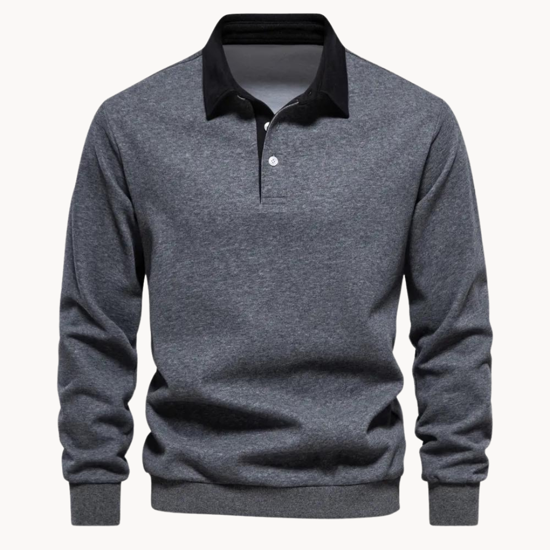 Effortless Men's Sweatshirt With Contrast Collar 0