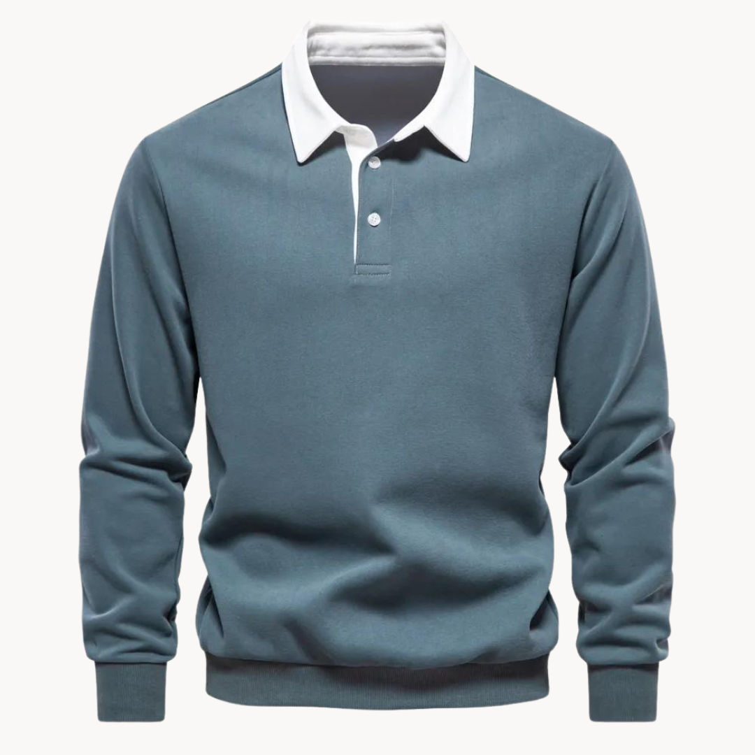 Effortless Men's Sweatshirt With Contrast Collar 1