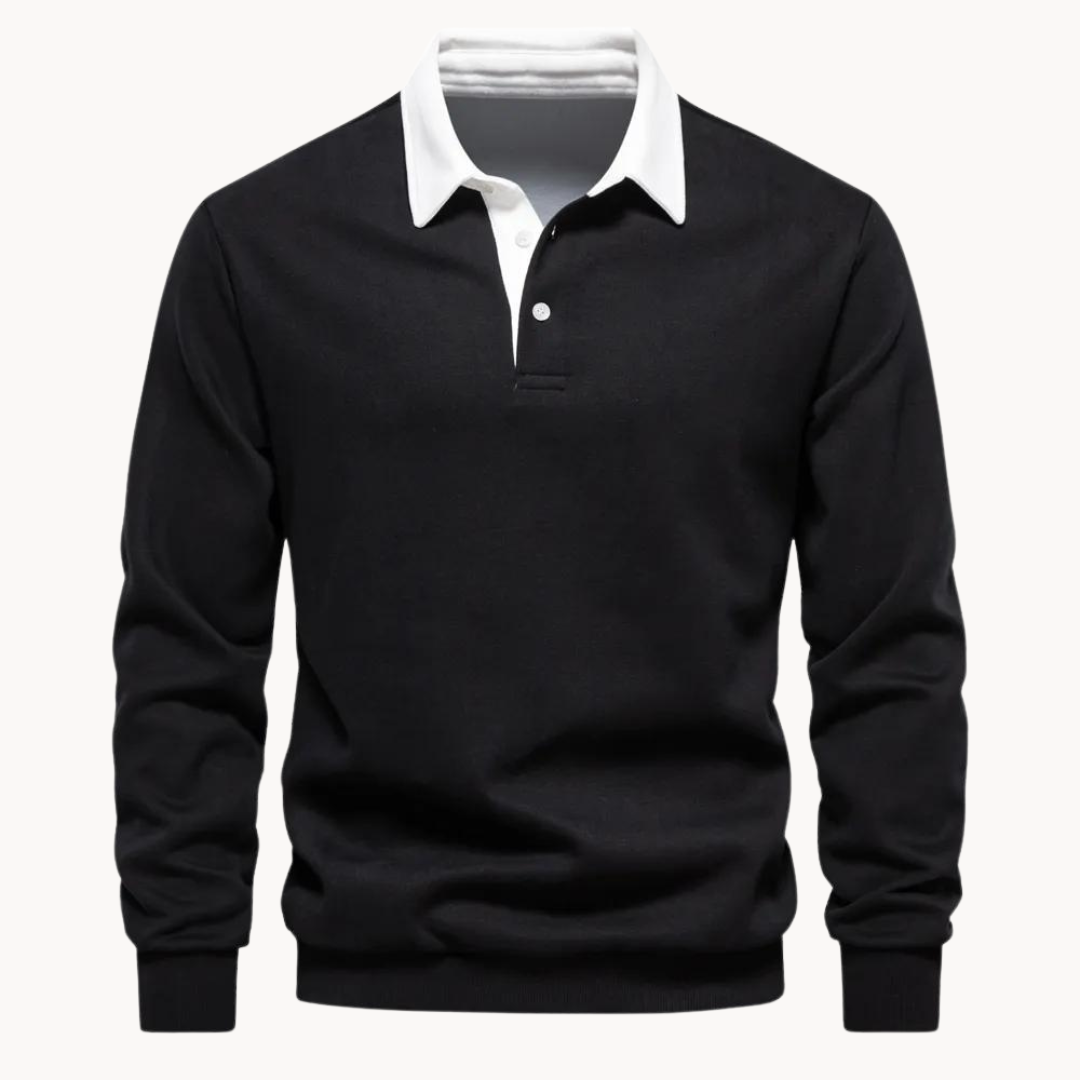 Effortless Men's Sweatshirt With Contrast Collar 2