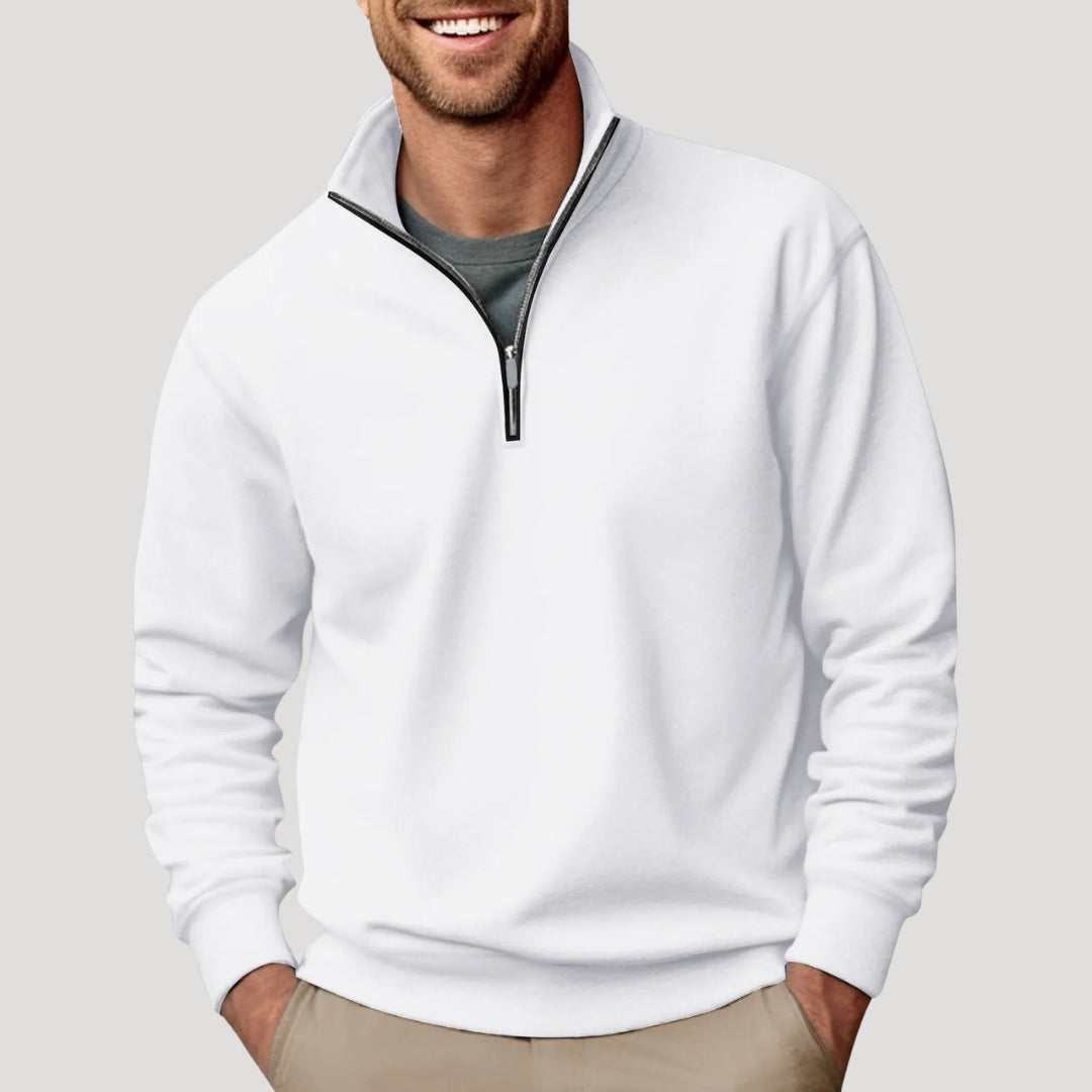 Effortless Men's Sweatshirt, Relaxed Fit Quarter Zip 0