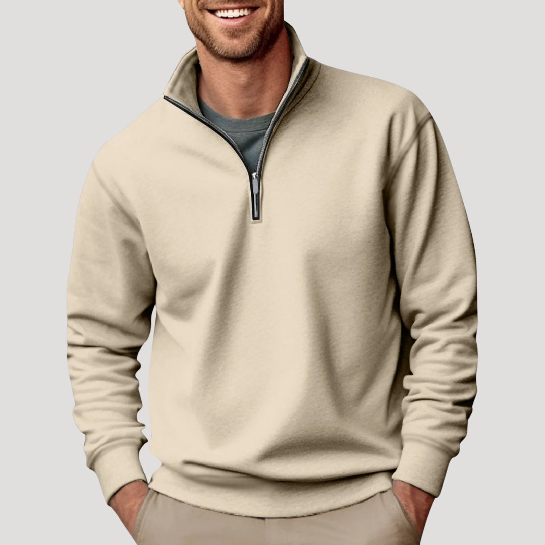 Effortless Men's Sweatshirt, Relaxed Fit Quarter Zip 1