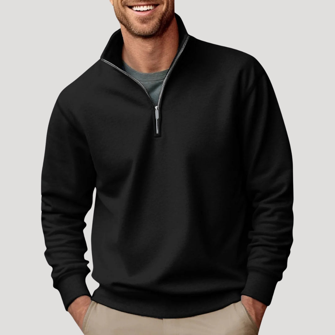 Effortless Men's Sweatshirt, Relaxed Fit Quarter Zip 4