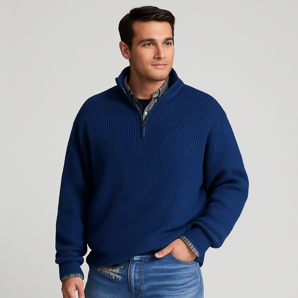 Effortless Mens Sweater With Half Zip Design 0