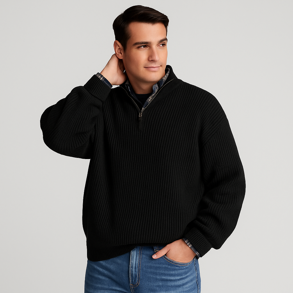Effortless Mens Sweater With Half Zip Design 1