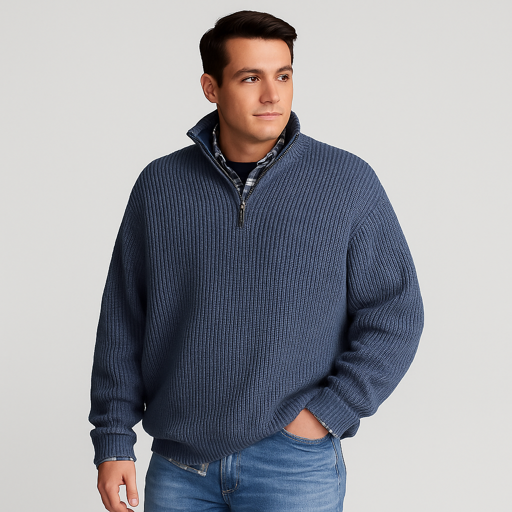 Effortless Mens Sweater With Half Zip Design 4