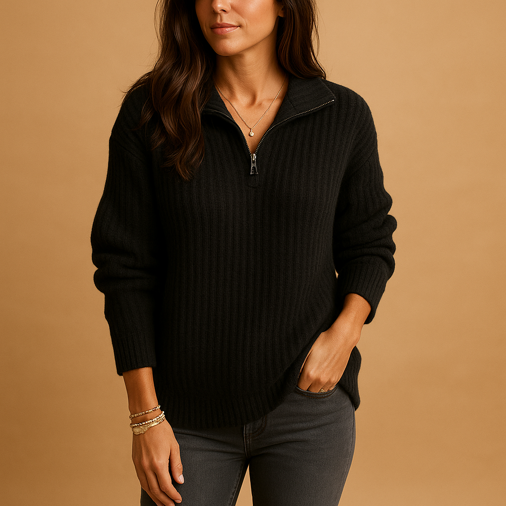 Effortless Women's Jumper With Half-Zip Neckline 4