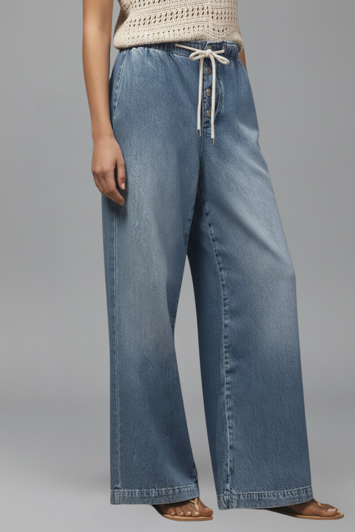 Effortless Women's Wide Leg Distressed Jeans 0