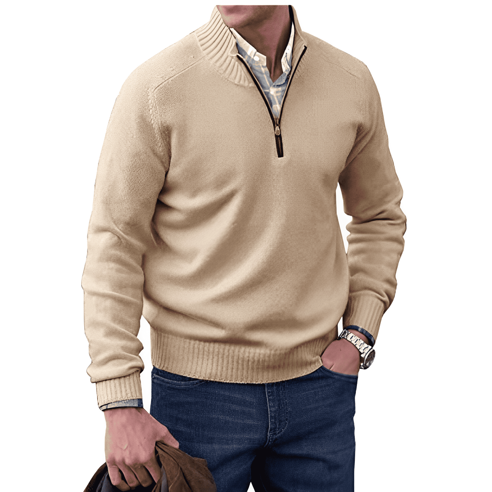 Effortless Zip-Up Sweater, Relaxed Fit, Casual Style 0