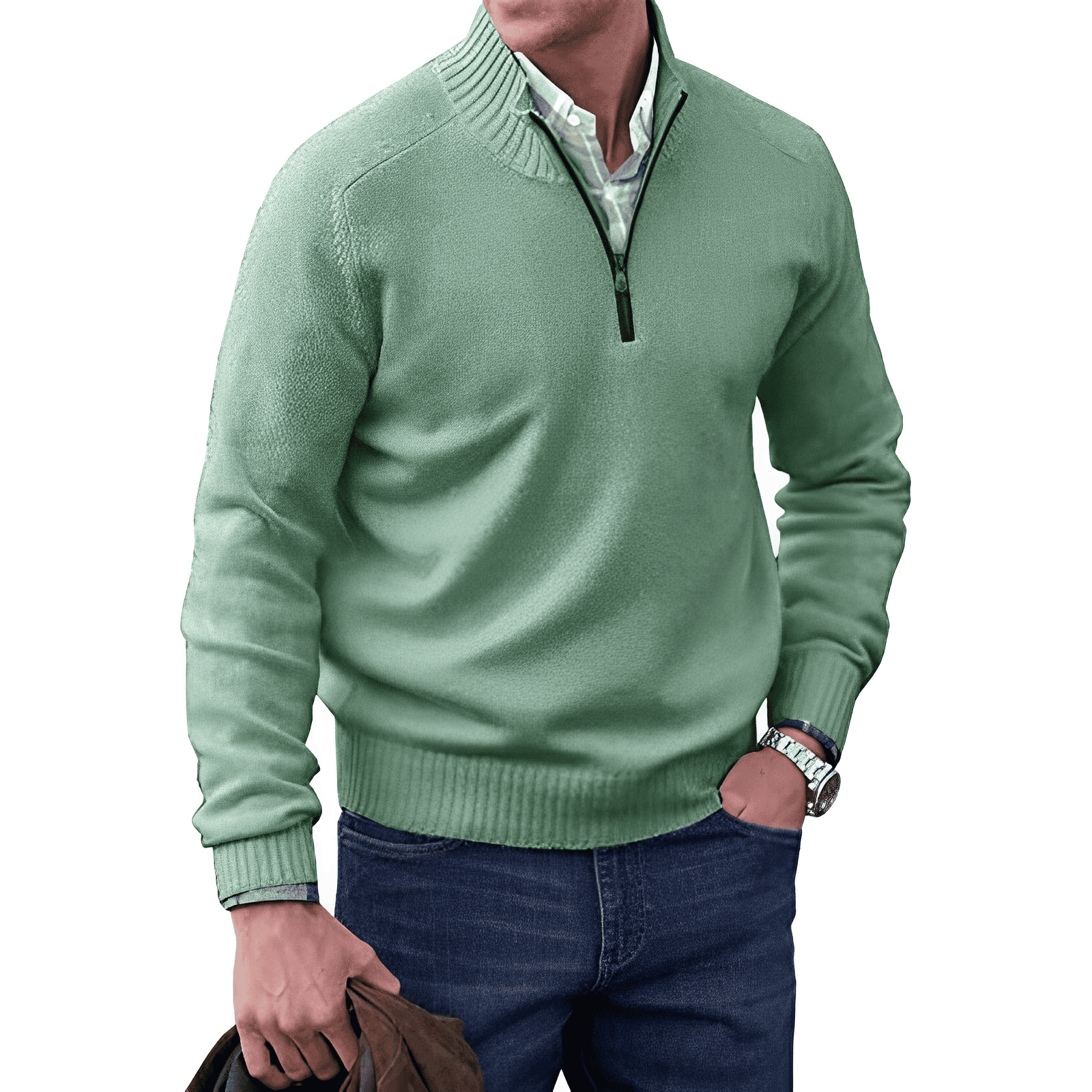 Effortless Zip-Up Sweater, Relaxed Fit, Casual Style 2