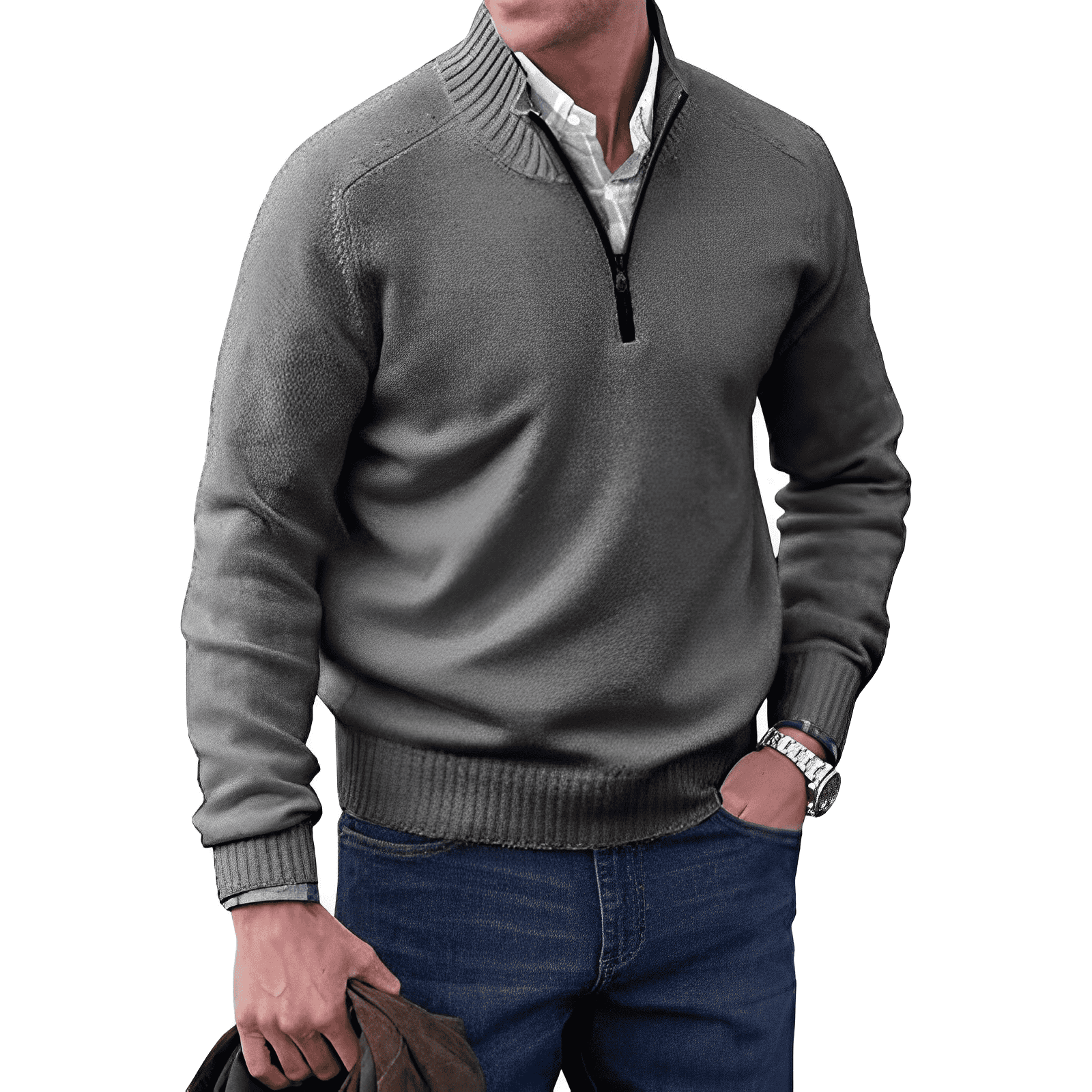 Effortless Zip-Up Sweater, Relaxed Fit, Casual Style 5