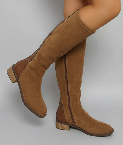 Elegant Black Knee High Boots With Block Heel 0