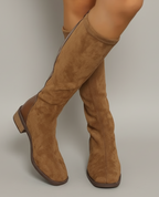 Elegant Black Knee High Boots With Block Heel 2