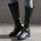 Elegant Black Knee High Boots With Buckle Detail 3