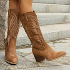 Elegant Cowboy Boots With Block Heel For Women 1