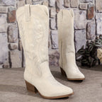 Elegant Cowboy Boots With Block Heel For Women 7