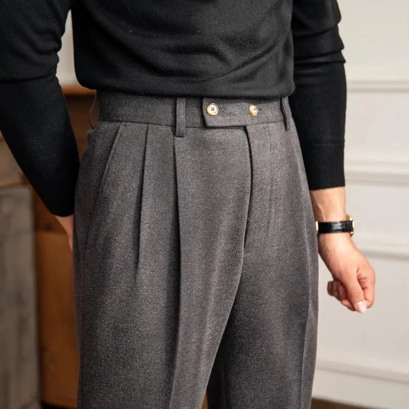 Elegant High Waisted Pleated Trousers For Summer 0