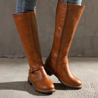 Elegant Knee High Boots With Buckle Detail 0