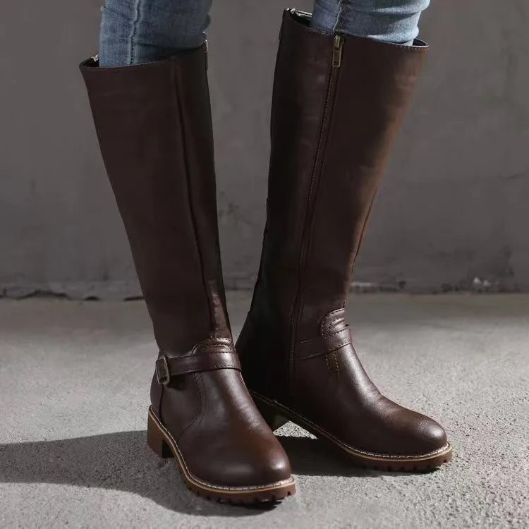 Elegant Knee High Boots With Buckle Detail 2
