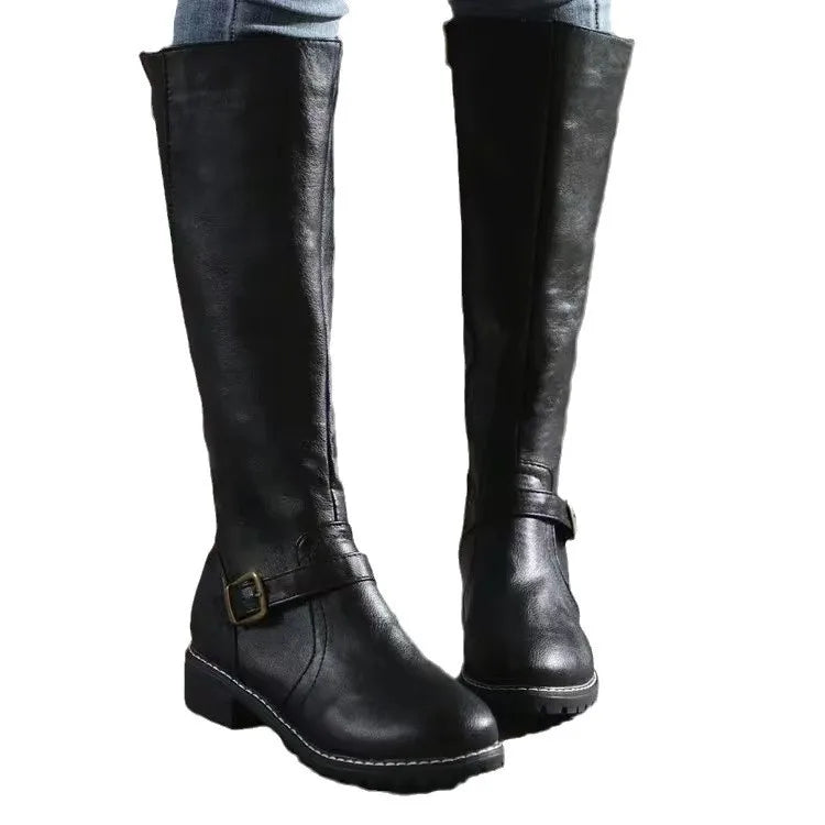 Elegant Knee High Boots With Buckle Detail 4
