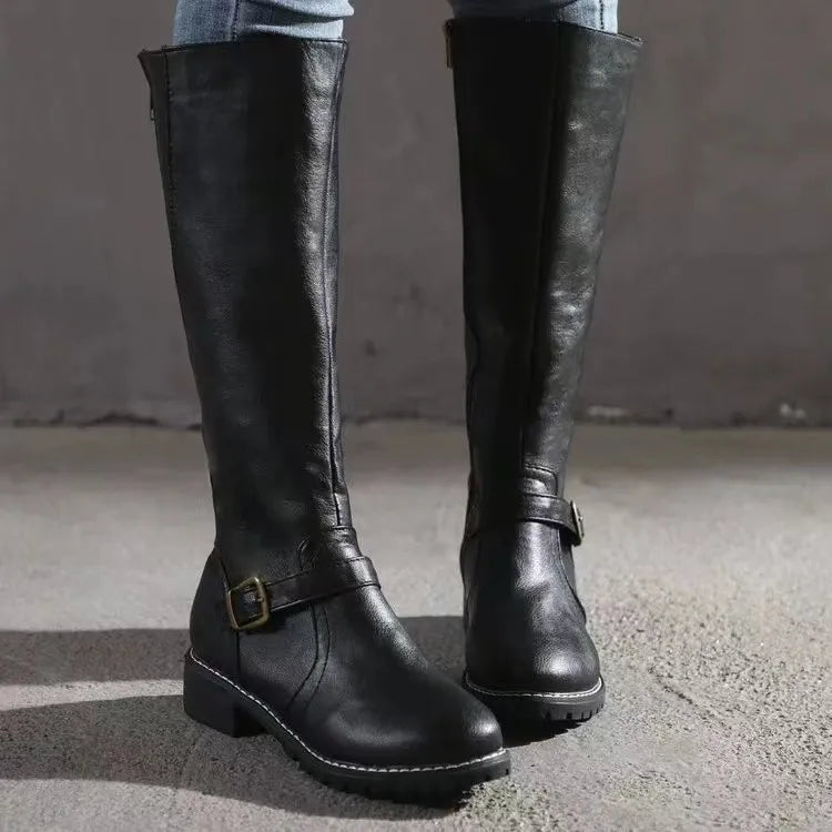 Elegant Knee High Boots With Buckle Detail 6