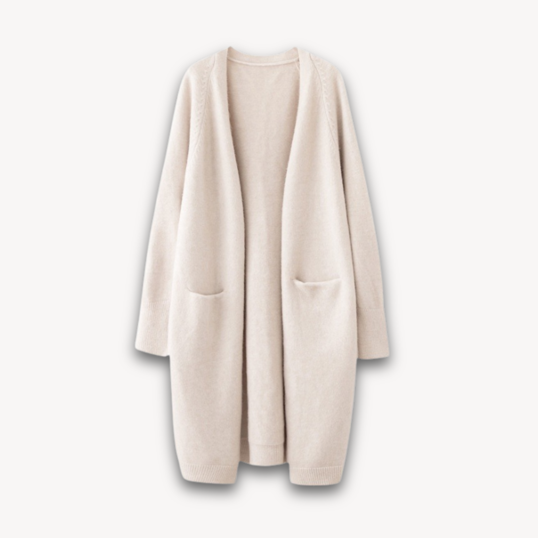 Elegant Long Cardigan With Side Pockets 0