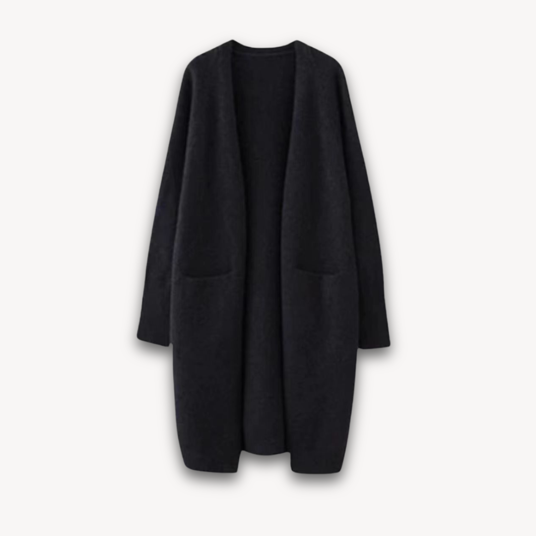 Elegant Long Cardigan With Side Pockets 1