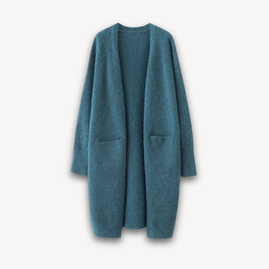 Elegant Long Cardigan With Side Pockets 2
