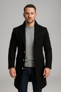 Elegant Men's Coat With Gold Buttons Longline Fit 0