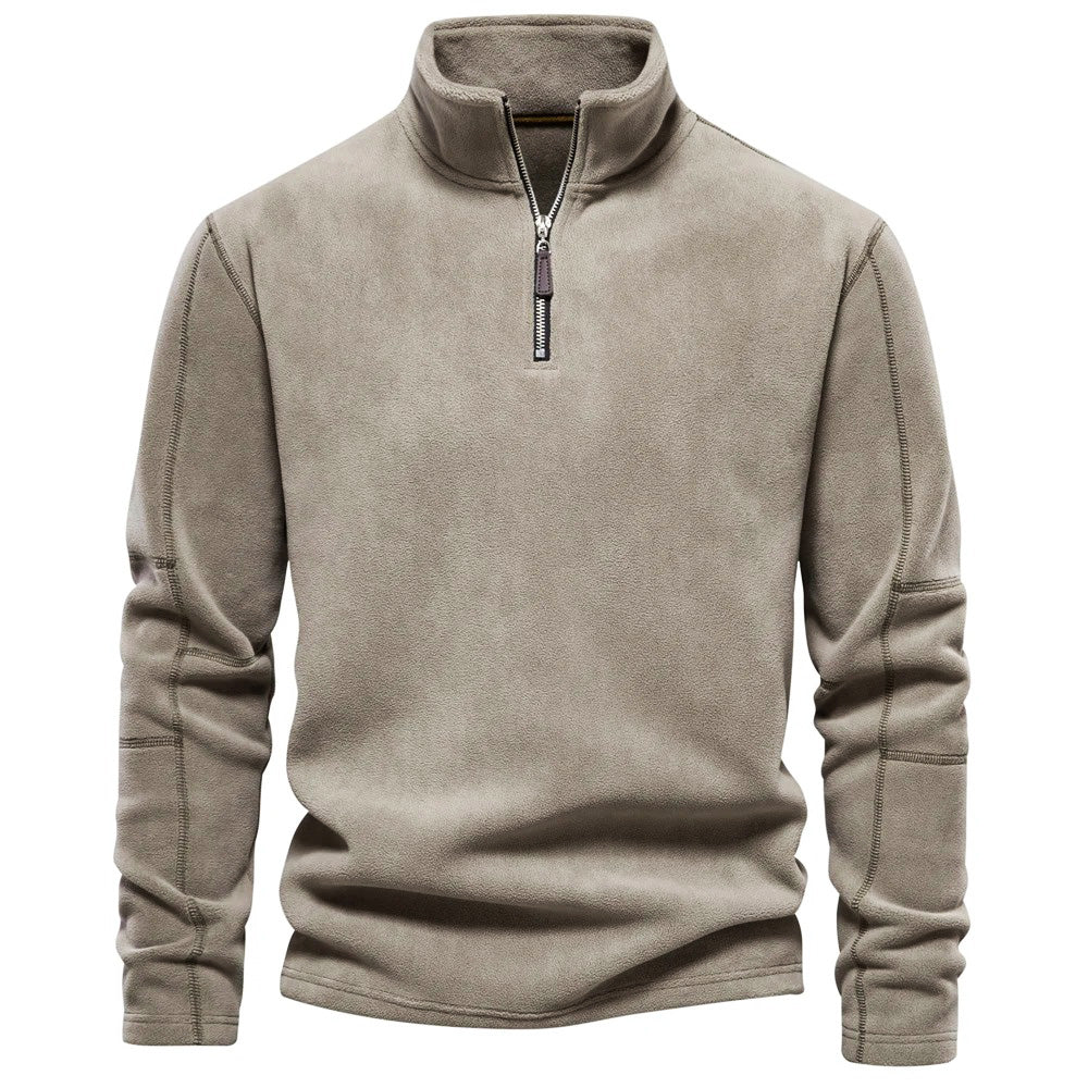 Elegant Men's Fleece Jumper With Stand Collar 0