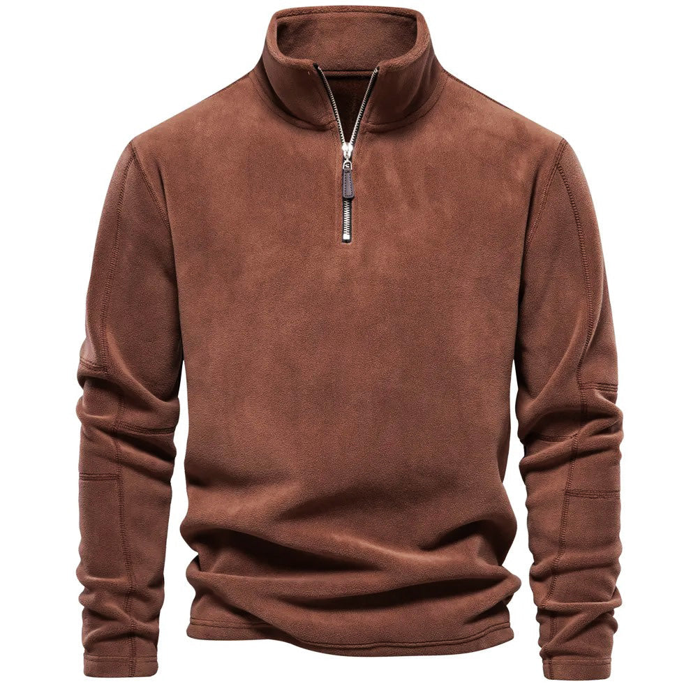 Elegant Men's Fleece Jumper With Stand Collar 1