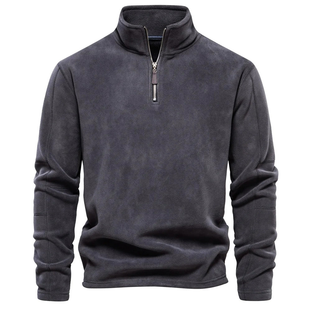 Elegant Men's Fleece Jumper With Stand Collar 2