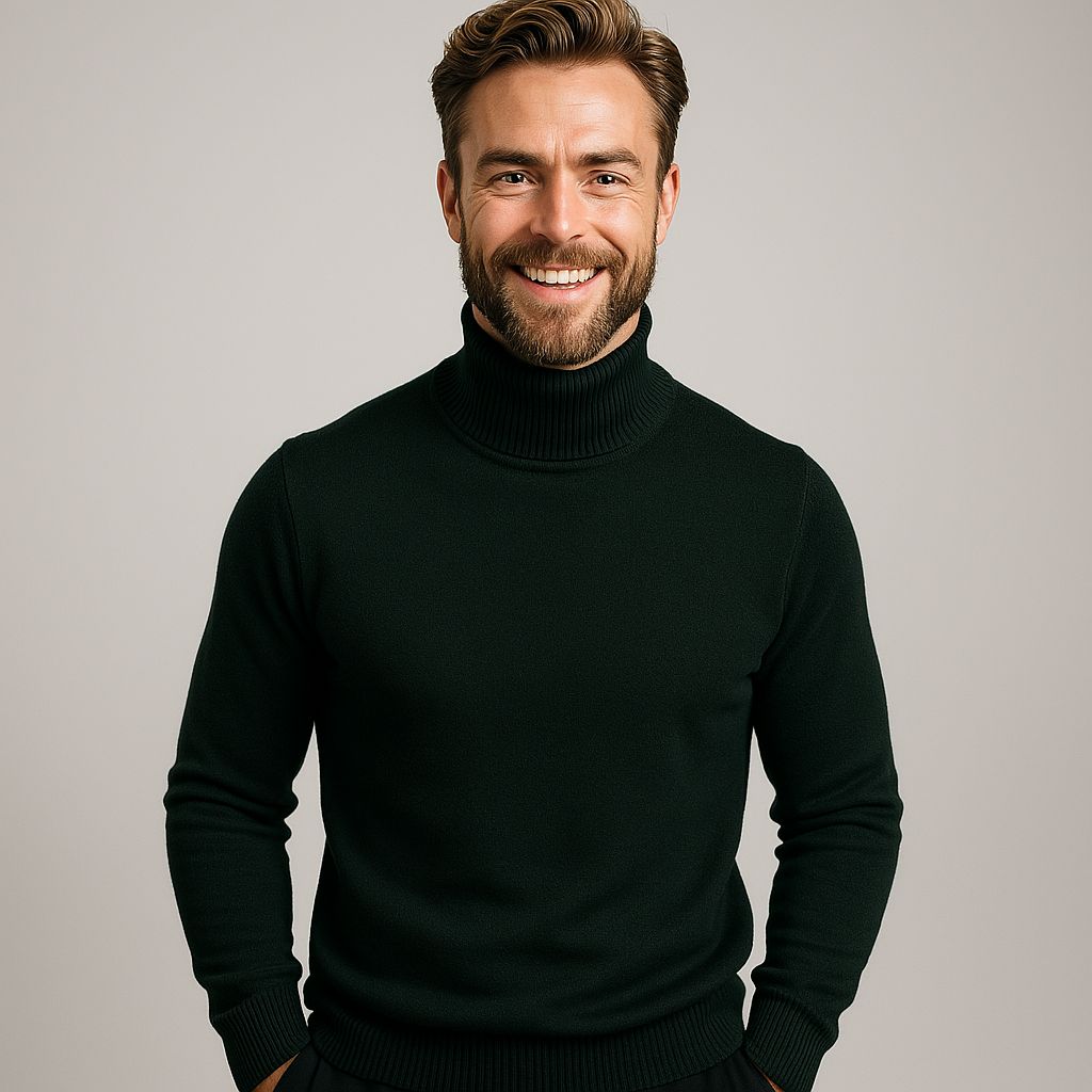 Elegant Men's Jumper with Roll Neck Knitwear 6